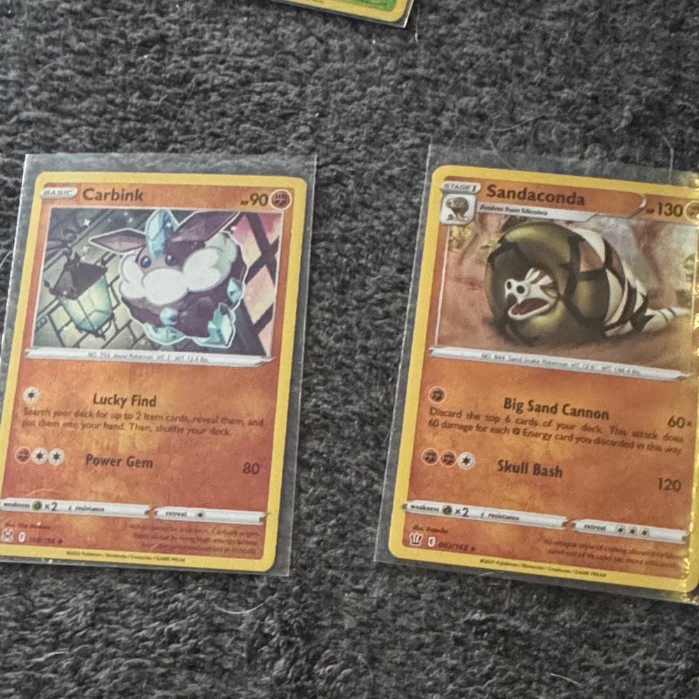 Carbink & Sandaconda Pokémon Card Duo - Orange/Yellow Borders
